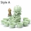 Automatic Lazy Tea Sets | Jade Porcelain Lotus Automatic Tea Set Chinese Tea Sets Automatic Lazy Tea Sets