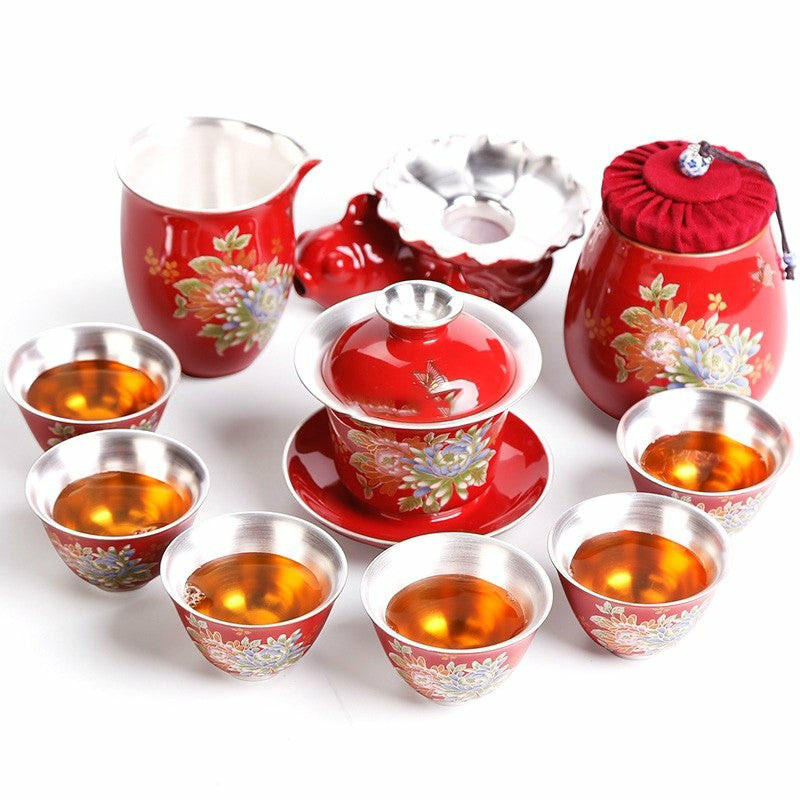 Chinese Wedding Tea Sets | Chinese Wedding Tea Set With Inner Sterling Silver Chinese Wedding Tea Sets Chinese Wedding Tea Sets