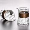 Fair Cups | Stripes Glass Fair Cup With Bamboo Handle Fair Cups Fair Cups