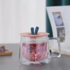 Glass Tea Cups | Double Wall Glass Tea Mug With Rabbit Ears Glass Tea Cups Glass Tea Cups