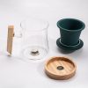 Glass Tea Cups | Glass Tea Cup With Wooden Bottom And Porcelain Infuser Glass Tea Cups Glass Tea Cups