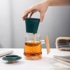 Glass Tea Cups | Glass Tea Cup With Wooden Bottom And Porcelain Infuser Glass Tea Cups Glass Tea Cups