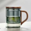 Glass Tea Cups | Office Glass Tea Cup With Wooden Handle Glass Tea Cups Glass Tea Cups