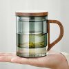 Glass Tea Cups | Office Glass Tea Cup With Wooden Handle Glass Tea Cups Glass Tea Cups