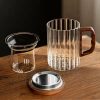 Glass Tea Cups | Stripes Glass Tea Cup With Infuser Glass Tea Cups Glass Tea Cups