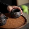 Gongfu Tea Cups | Black Pottery Relief Lotus Kung Fu Tea Cup Gongfu Tea Cups Gongfu Tea Cups