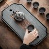 Gongfu Tea Tray | Black Ceramic Samll Gongfu Tea Tray Gongfu Tea Tray Gongfu Tea Tray