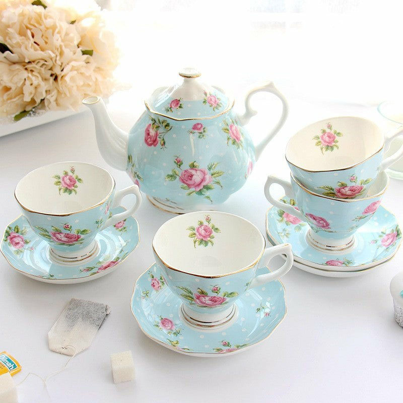 Vintage Tea Sets | Light Green Dotted Bone China Tea Set Tea Sets Vintage Tea Sets