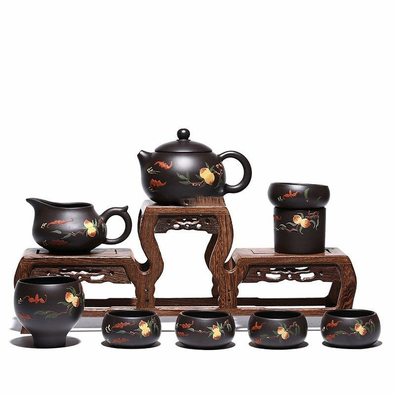 Yixing Tea Sets | Yixing Black Clay Peach Xi Shi Tea Set Tea Sets Yixing Tea Sets