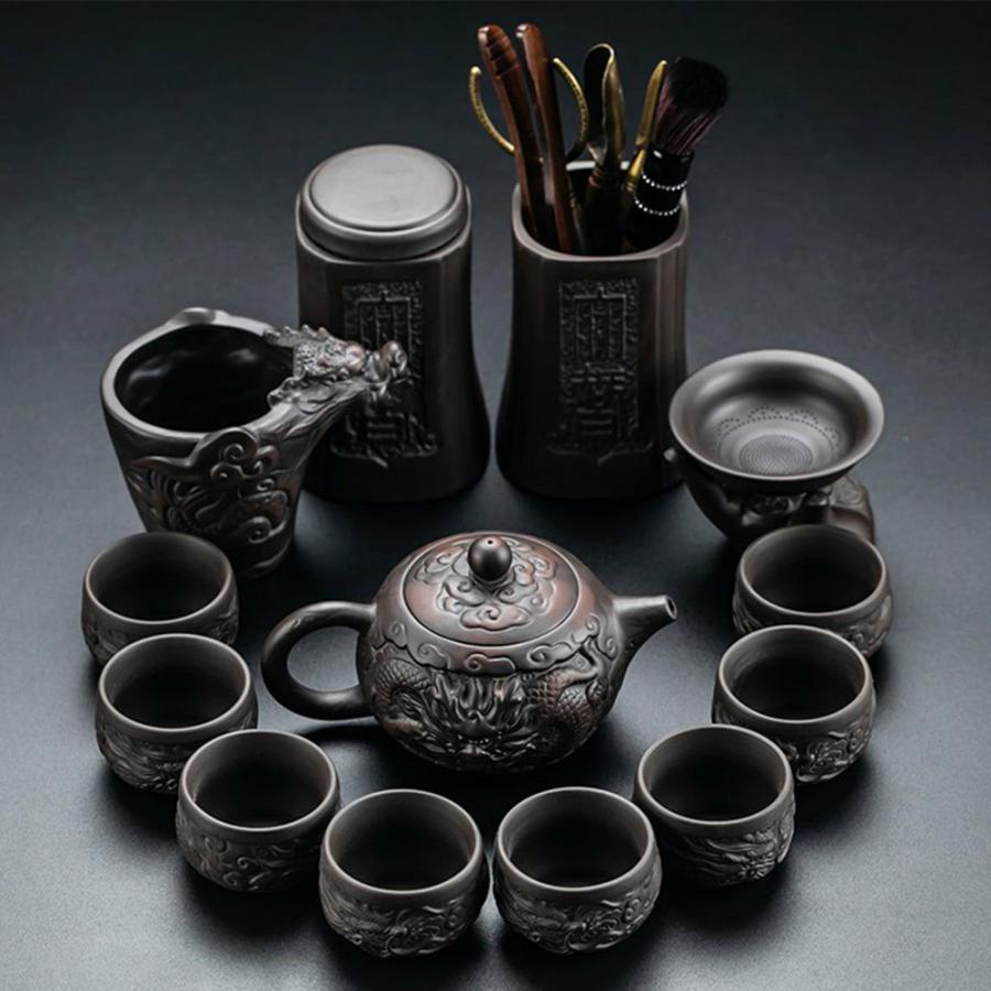 Yixing Tea Sets | Yixing Purple Clay Dragon Tea Set Tea Sets Yixing Tea Sets