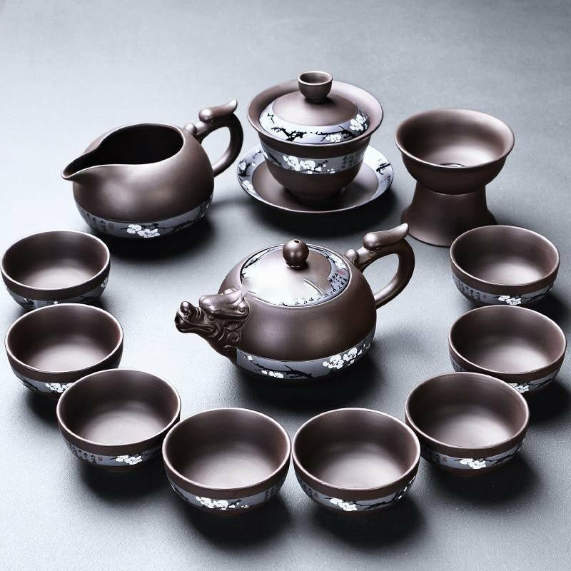 Yixing Tea Sets | Yixing Purple Clay Winter Plum Tea Set Tea Sets Yixing Tea Sets