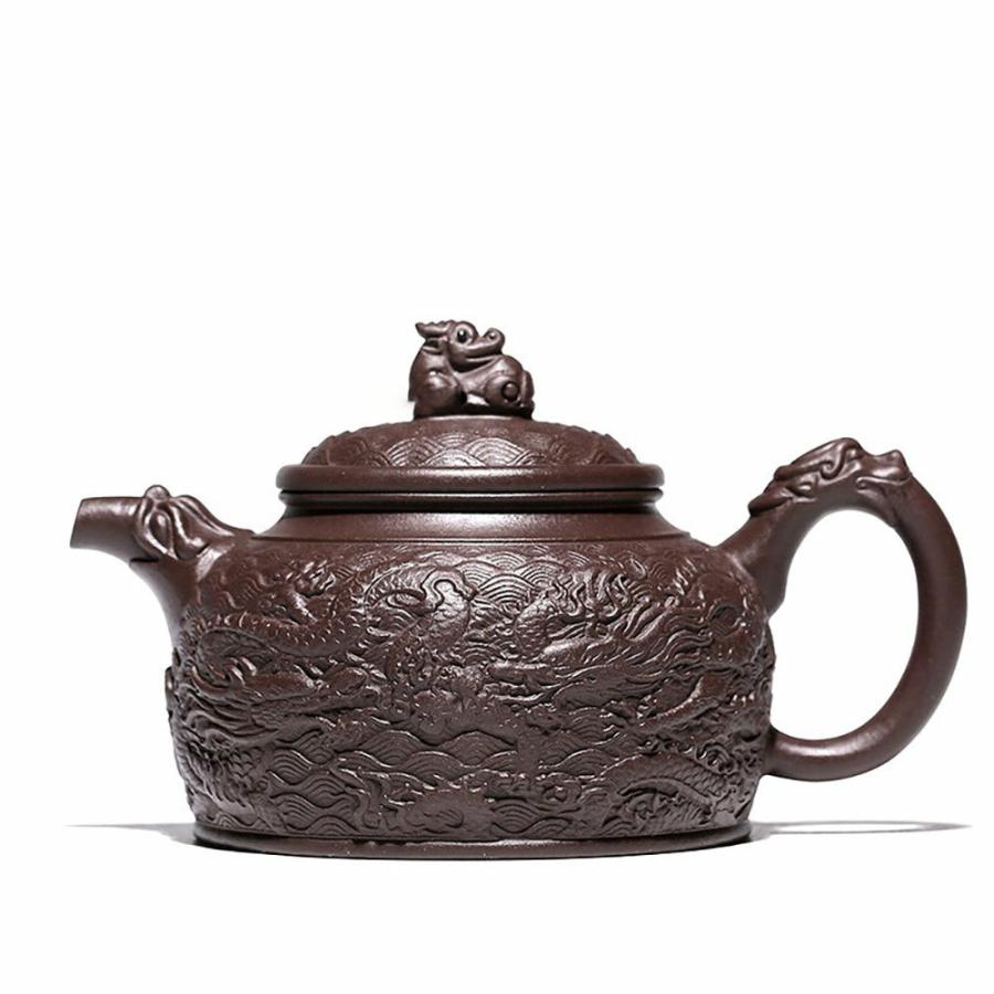 Yixing Teapots | Dragon Over Sea Purple Clay De Zhong Teapot Teapots Yixing Teapots