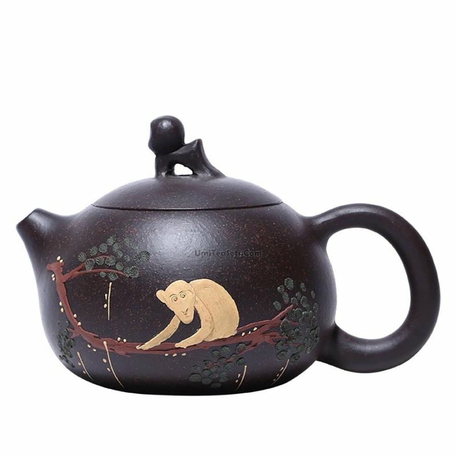 Yixing Teapots | Yixing Black Golden Clay Monkey Pine Teapot Teapots Yixing Teapots