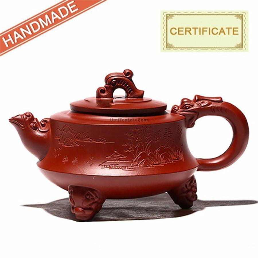 Yixing Teapots | Yixing Red Clay Three Legs Dragon Teapot Teapots Yixing Teapots