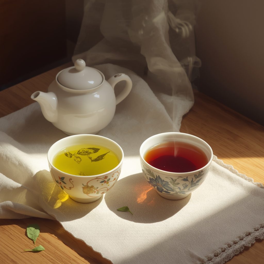 teh hijau dan teh hitam